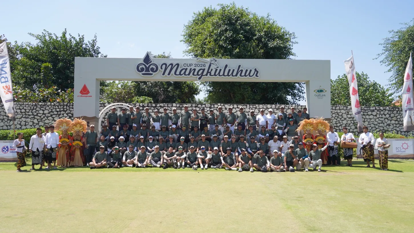 Peserta Mangkuluhur Cup 2026 berfoto bersama di New Kuta Golf, Pecatu, Bali