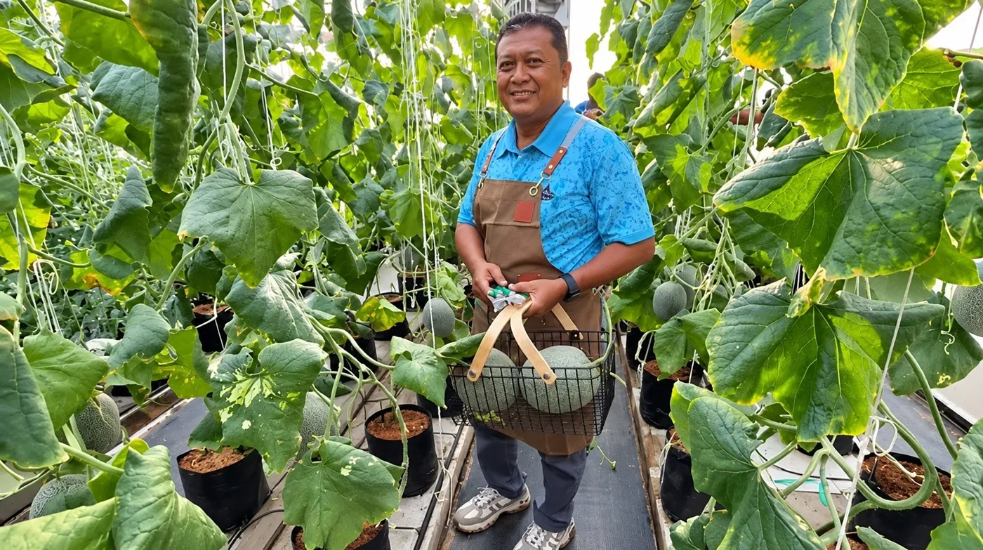 Harvested melons from New Kuta Golf agrotourism greenhouse, Pecatu Bali